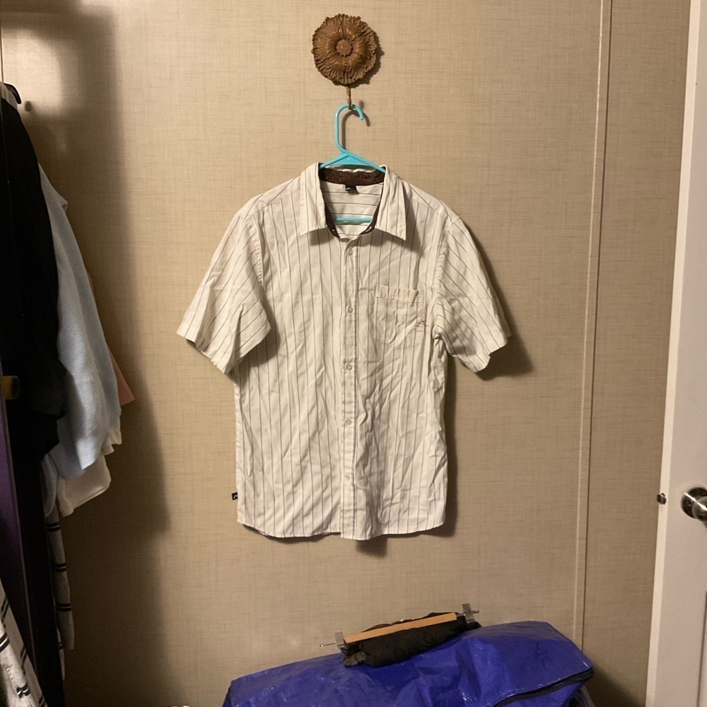 Classic White Striped Men's Button Down Shirt